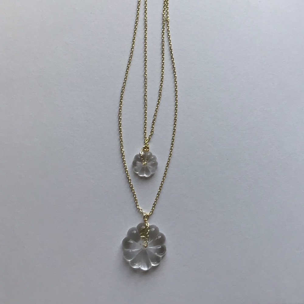 repurposed glass flower layer necklace